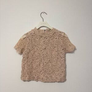 Zara Lace Crop Top in Beige